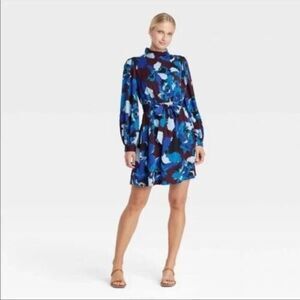 Who What Wear High Neck Long Sleeve Dress - Peony Passion - Womens LARGE - NEW